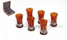 16060-Б-6перс Янтарь Набор стопок "Охота"  6 шт. в ПУ Бронза