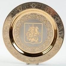 8663 Златоуст БЛЮДО 230мм "ГЕРБ МОСКВЫ" на подставке