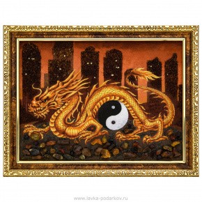 Картина янтарная "Огненный дракон" 30х40 см, фотография 0. Интернет-магазин ЛАВКА ПОДАРКОВ