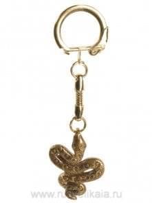 12874 Сувенир БРЕЛОК "Змея" 8 см Бронза 