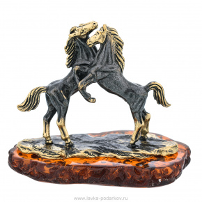 Статуэтка с янтарем "Лошади", фотография 0. Интернет-магазин ЛАВКА ПОДАРКОВ