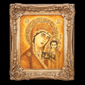 Картина янтарная "Икона Божией Матери", фотография 0. Интернет-магазин ЛАВКА ПОДАРКОВ