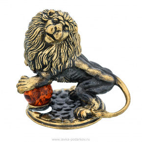 Статуэтка с янтарем "Лев", фотография 0. Интернет-магазин ЛАВКА ПОДАРКОВ