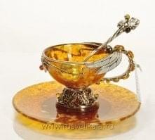 11257-Б Янтарь Чайный набор "Стрекоза" 3пр. в ПУ Бронза 