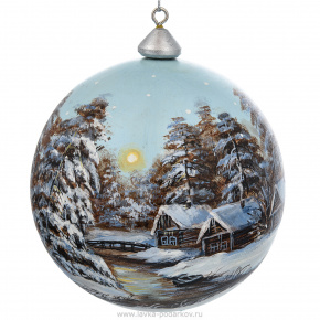 Елочное украшение шар "Зима в деревне", фотография 0. Интернет-магазин ЛАВКА ПОДАРКОВ