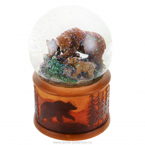 Стеклянный шар с блестками "Медведи", фотография 0. Интернет-магазин ЛАВКА ПОДАРКОВ