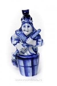 09355 Гжель Скульптура "Баба - Яга" 12*6см Авт.Черновы Л.и В