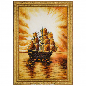 Картина янтарная "Корабль" 60х40 см, фотография 0. Интернет-магазин ЛАВКА ПОДАРКОВ