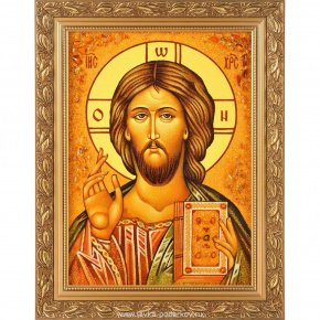 Картина-икона янтарная "Иисус Христос", фотография 0. Интернет-магазин ЛАВКА ПОДАРКОВ