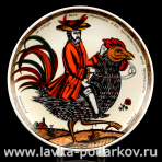 Коллекционная тарелка Русский лубок "Кавалер на петухе"