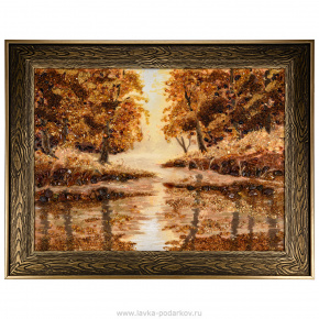 Картина янтарная "Рассвет в лесу" 78х98 см, фотография 0. Интернет-магазин ЛАВКА ПОДАРКОВ