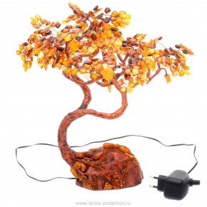 Денежное дерево из янтаря с подсветкой, фотография 0. Интернет-магазин ЛАВКА ПОДАРКОВ