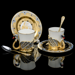 Кофейный набор на 2 персоны "Лебеди". Златоуст, фотография 0. Интернет-магазин ЛАВКА ПОДАРКОВ