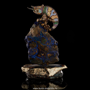 Скульптура из натурального камня «Хамелеон» (серебро 925*), фотография 0. Интернет-магазин ЛАВКА ПОДАРКОВ