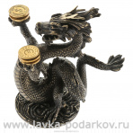Скульптура из бронзы "Дракон с монетами"