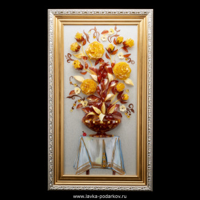 Картина янтарная "Ваза с цветами на столе", фотография 0. Интернет-магазин ЛАВКА ПОДАРКОВ