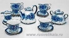/зол Гжель Сервиз Чайный "Колокольчик"в зол. на 6п. 15пр.Авт. Алехин С.С.
