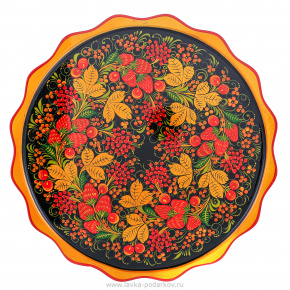 Деревянное панно-тарелка с росписью. Хохлома 40х40 см, фотография 0. Интернет-магазин ЛАВКА ПОДАРКОВ