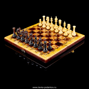 Шахматы с янтарными фигурами "Янтарный дебют", фотография 0. Интернет-магазин ЛАВКА ПОДАРКОВ