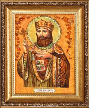 Картина янтарная "Икона Святой Константин" 15x20 см, фотография 0. Интернет-магазин ЛАВКА ПОДАРКОВ