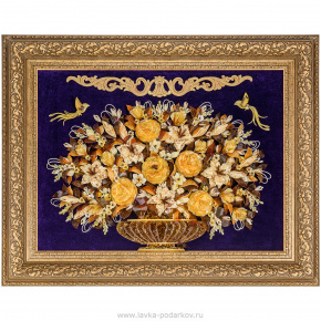 Янтарная картина "Цветы" 100х80 см, фотография 0. Интернет-магазин ЛАВКА ПОДАРКОВ