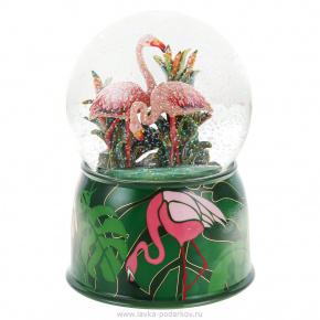 Стеклянный шар с блестками "Фламинго", фотография 0. Интернет-магазин ЛАВКА ПОДАРКОВ