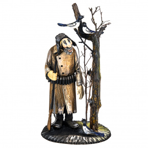 Резьба по дереву. Скульптура "Охотник с сороками", фотография 0. Интернет-магазин ЛАВКА ПОДАРКОВ