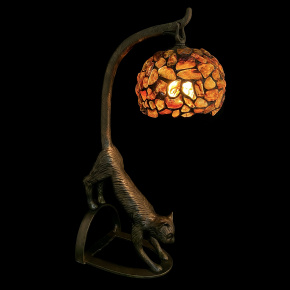 Настольная лампа из янтаря и бронзы "Кот", фотография 0. Интернет-магазин ЛАВКА ПОДАРКОВ