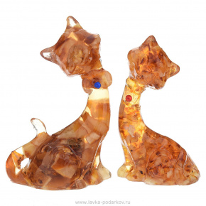 Статуэтка с янтарем "Кошки" (пара), фотография 0. Интернет-магазин ЛАВКА ПОДАРКОВ