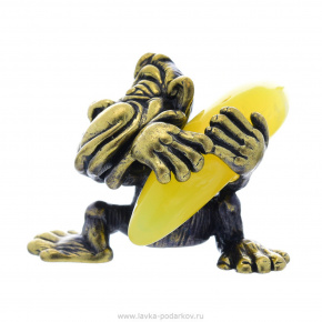 Статуэтка с янтарем "Манки с бананом" (белый), фотография 0. Интернет-магазин ЛАВКА ПОДАРКОВ