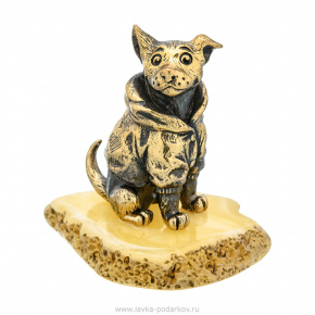 Статуэтка с янтарем "Собака Шарик", фотография 0. Интернет-магазин ЛАВКА ПОДАРКОВ