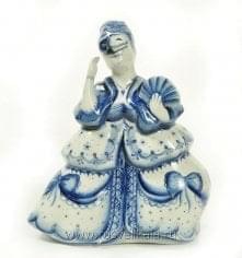 10291 Гжель Скульптура "Маска" 14,5*11см Авт.Черновы Л.и В