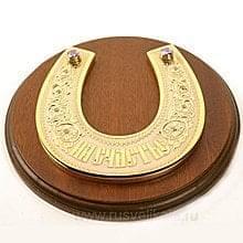 3195 Златоуст Сувенир настенный "Подкова на счастье" основание Нат.дерево  Д14,8см