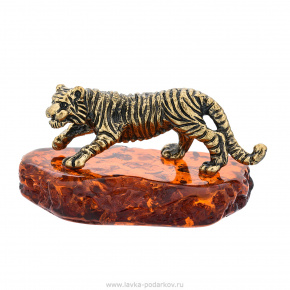 Статуэтка с янтарем "Тигр", фотография 0. Интернет-магазин ЛАВКА ПОДАРКОВ