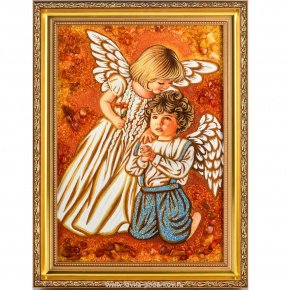 Картина янтарная "Ангелочки", фотография 0. Интернет-магазин ЛАВКА ПОДАРКОВ