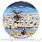 Декоративная тарелка-панно "Зима. Новолуние"  из керамики