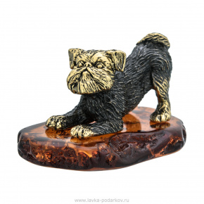 Статуэтка с янтарем "Собака Грифон", фотография 0. Интернет-магазин ЛАВКА ПОДАРКОВ