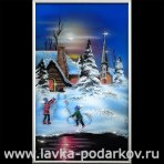 Картина "Лепит с самого утра детвора снеговика" Swarovski