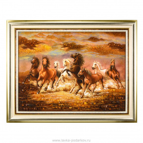Картина янтарная "Кони" 60х80 см, фотография 0. Интернет-магазин ЛАВКА ПОДАРКОВ