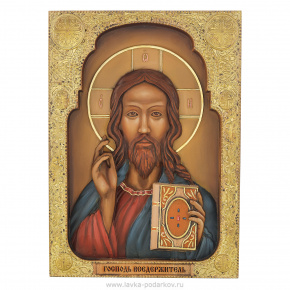 Деревянная резная икона "Иисус Христос" 32х23 см, фотография 0. Интернет-магазин ЛАВКА ПОДАРКОВ
