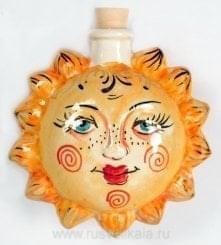 -0,05л  Фарфор МИНИ-ШТОФ "Игрушка-Солнце"" в цвете и  золоте 0,05л в комплекте 