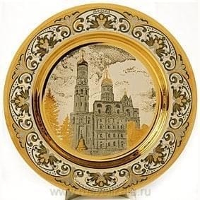 0012220 Златоуст Блюдце d-140мм "Колокольня Ивана Великого" на подставке в ПУ (393)
