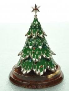 0010439-Б Янтарь Композиция "Новогодняя ель" Эмаль Бронза