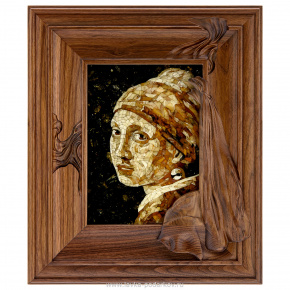 Панно янтарное "Девушка с жемчужной сережкой" 53 х 43 см, фотография 0. Интернет-магазин ЛАВКА ПОДАРКОВ
