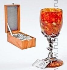 16014-с Янтарь Бокал "Искушение" Серебро 875* 