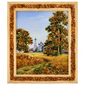 Картина янтарная "Пейзаж №6" 15х18 см, фотография 0. Интернет-магазин ЛАВКА ПОДАРКОВ