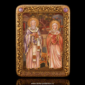 Икона подарочная "Св. Киприан и Иустина Антиохийские", фотография 0. Интернет-магазин ЛАВКА ПОДАРКОВ