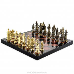 Шахматы каменные с бронзовыми фигурами "Русские богатыри", фотография 0. Интернет-магазин ЛАВКА ПОДАРКОВ