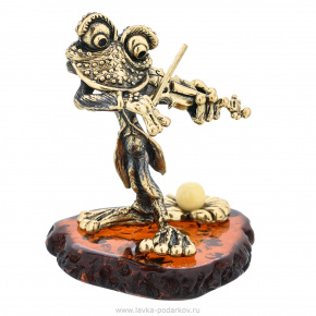 Статуэтка с янтарем "Лягушка со скрипкой", фотография 0. Интернет-магазин ЛАВКА ПОДАРКОВ