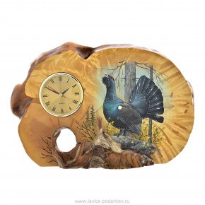 Часы из дерева "Глухарь" настольные, сувель, кап березы, фотография 0. Интернет-магазин ЛАВКА ПОДАРКОВ